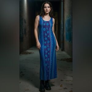 Rich’s Sportswear Inc 90s Blue and Purple Sleeveless Dress
